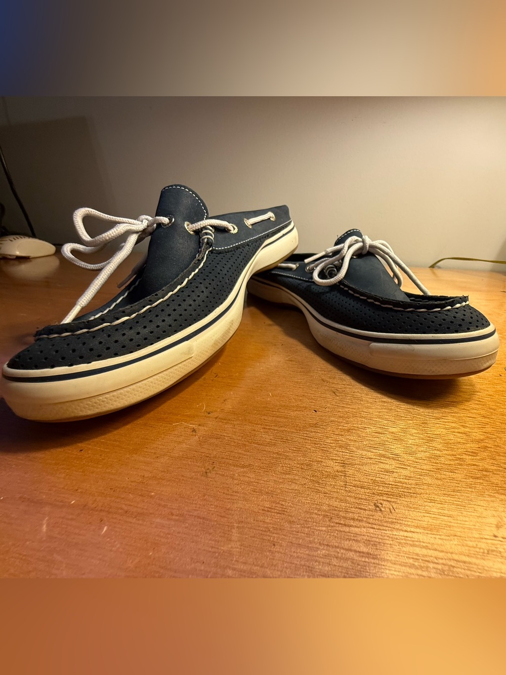 Sperry Top Sider Slip On Navy Blue Leather Sneaker Size 10 M